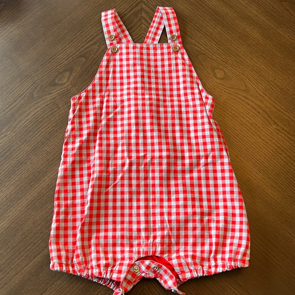 Janie and Jack BABY GINGHAM POPLIN OVERALL